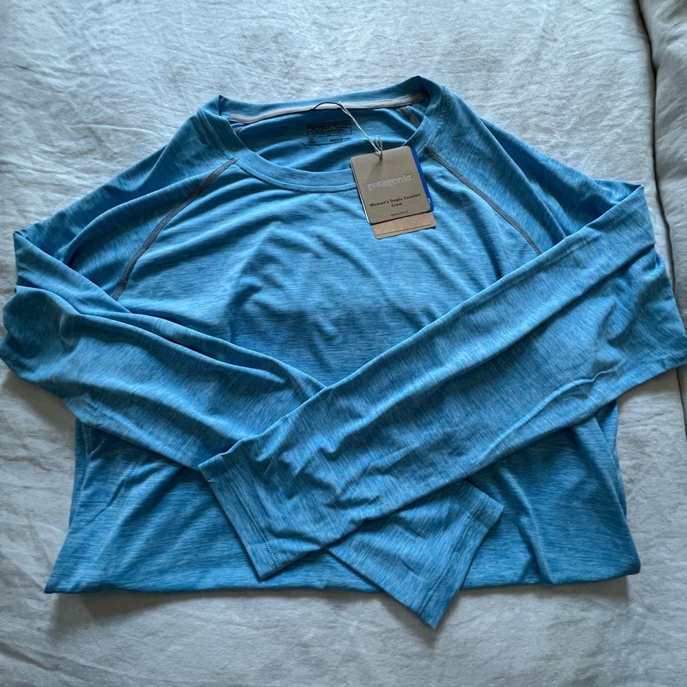 Patagonia Womens Tropic Comfort Crew-Lago Blue-Fin Blue X-Dye